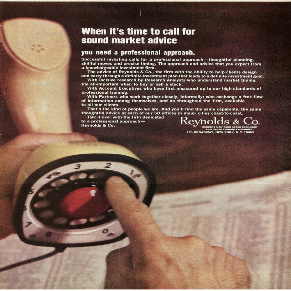 1967 Reynolds & Company Time for Sound Market Advice Vintage Print Ad/Poster